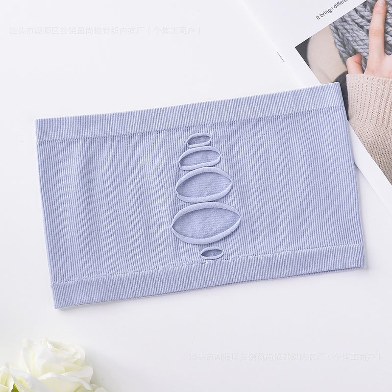 For One-Word Wrap Chest Seamless Seamless Seamless Breathable Bottoming Hollow Women'S Summer Tube Chest - Image 3